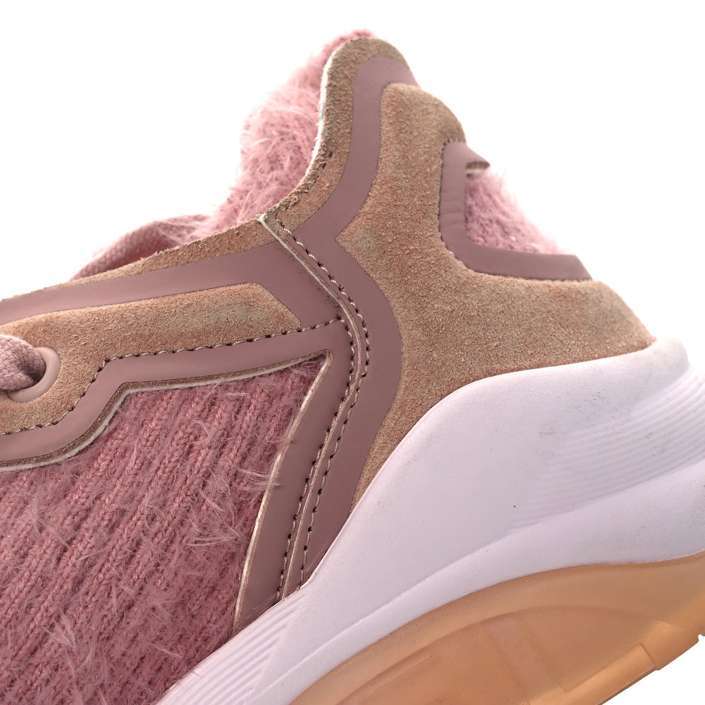 Suede Calfskin Stretch Fabric CC Sneakers 36.5 Pink