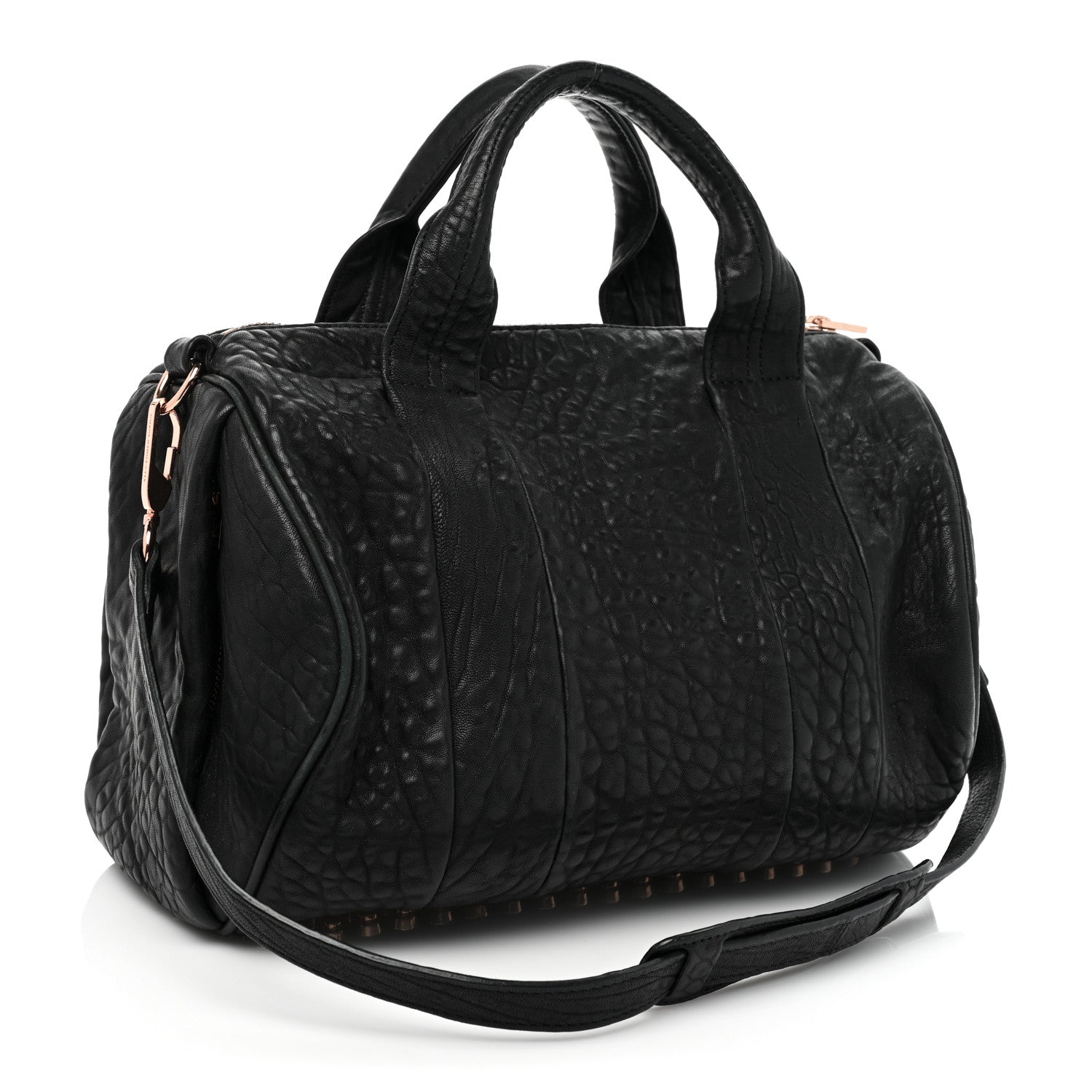 Alexander Wang Pebbled Lambskin Rockie Black Rose Gold Hardware 3 of 16
