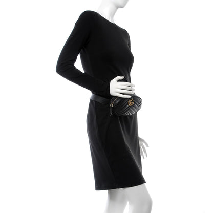 Gucci Calfskin Matelasse GG Marmont Belt Bag 85 34 Black 2 of 8