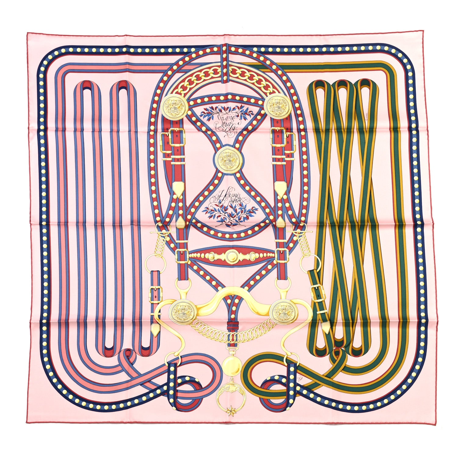 Hermes Silk Grand Tralala 90 Rose Poudre Vert 1 of 6