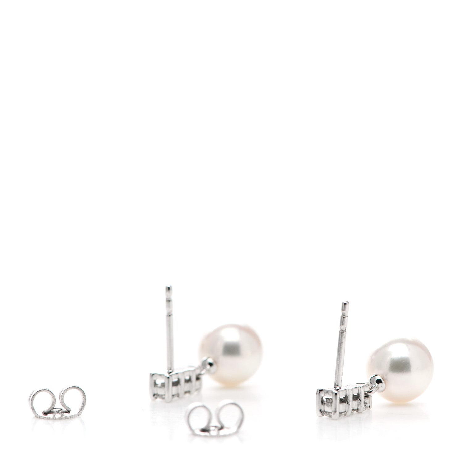Mikimoto 18K White Gold Diamond Akoya Pearl 8mm Morning Dew Earrings 3 of 6