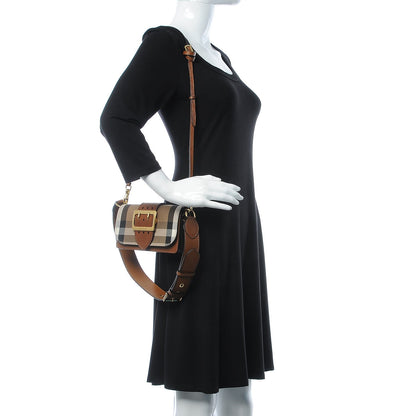 Burberry House Check Bridle Calfskin Small Madison Buckle Bag Tan 3 of 10