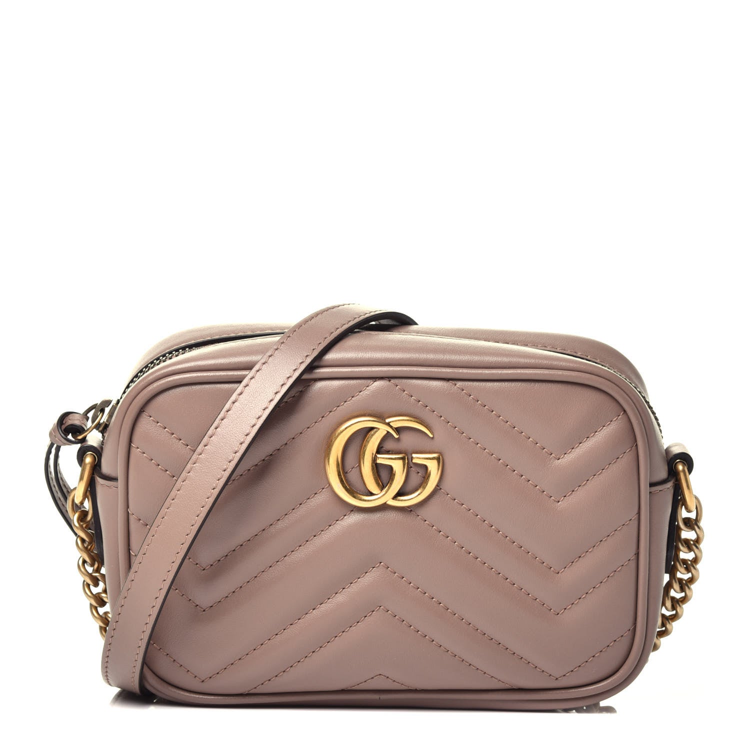 Gucci Calfskin Matelasse Mini GG Marmont Chain Shoulder Bag Porcelain Rose 1 of 9