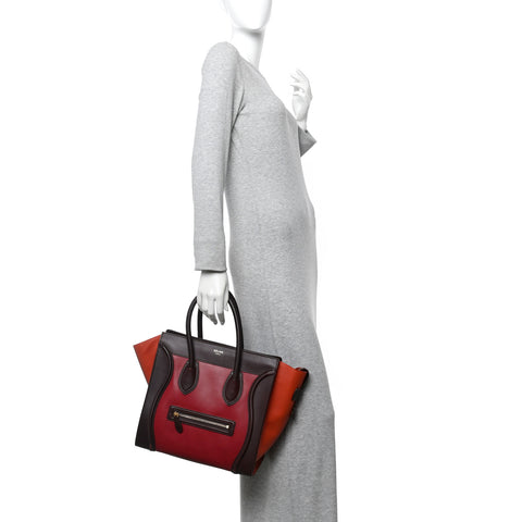 Satin Calfskin Mini Tri-Color Luggage Blood