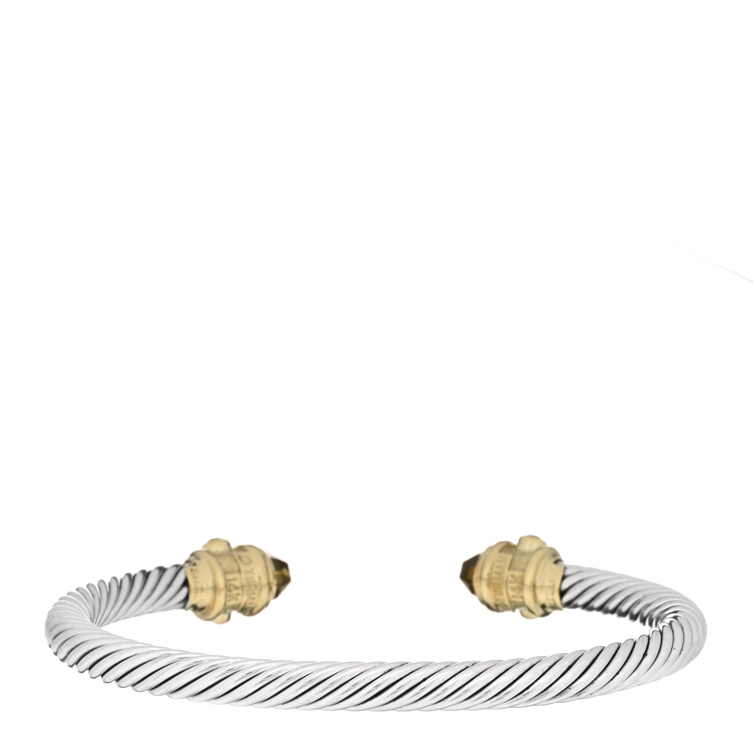 David Yurman Sterling Silver 14K Yellow Gold Citrine Peridot 5mm Cable Renaissance Bracelet 3 of 4