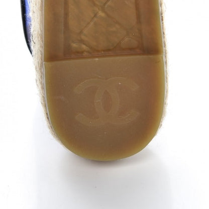 Chanel Mesh Lambskin Check Print CC Espadrilles 35 Blue Black White 8 of 9