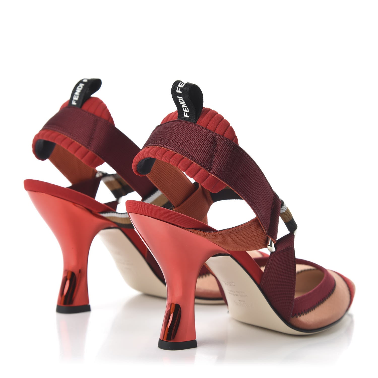 Fendi Technical Mesh Colibri 85mm Slingback Pumps 39.5 Fragola Mou Fango Ruggine 4 of 8