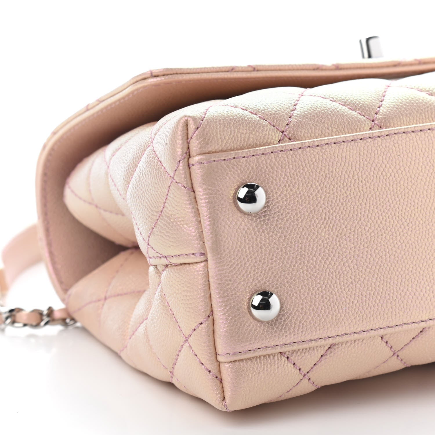 Chanel Iridescent Caviar Quilted Mini Coco Handle Flap Pink 8 of 9