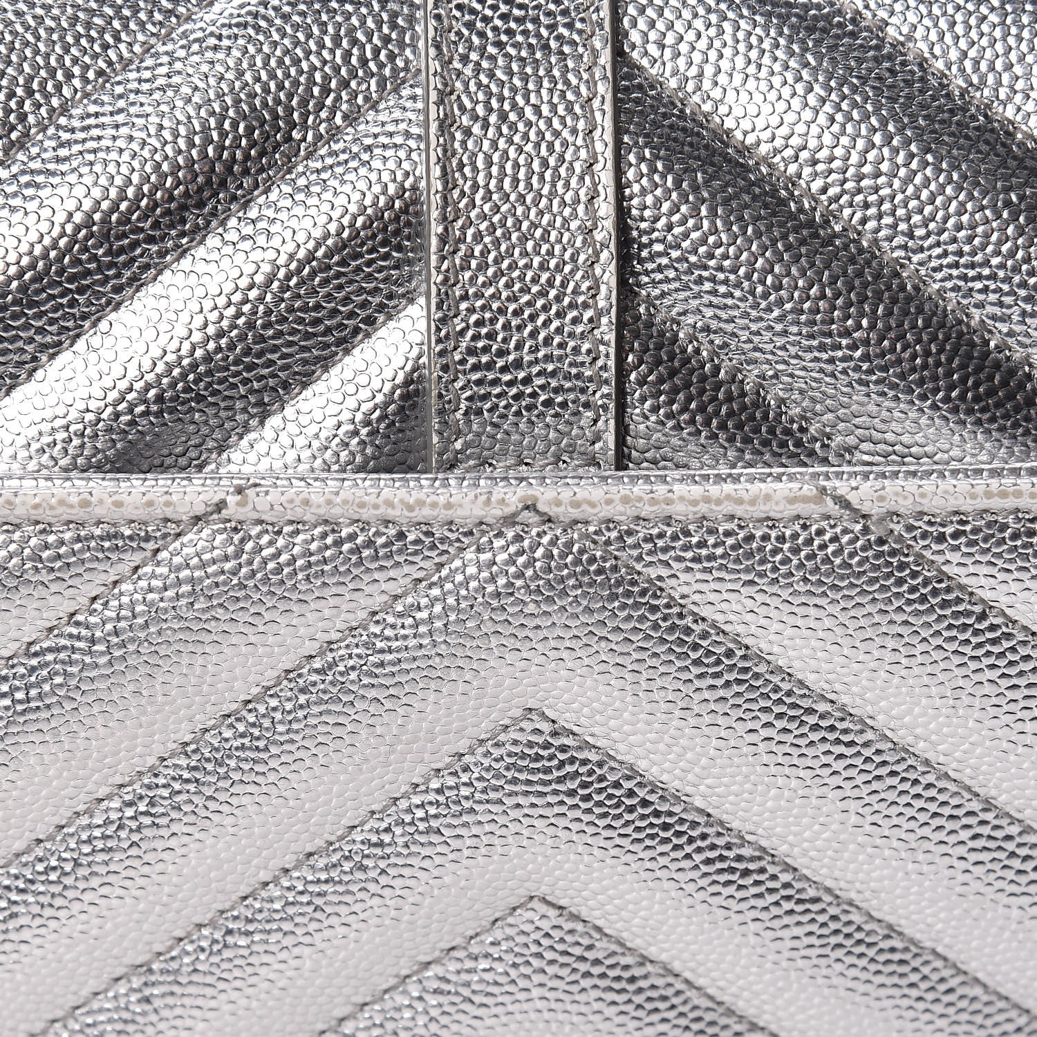 Saint Laurent Metallic Grain De Poudre Matelasse Medium Monogram Satchel Silver 13 of 19