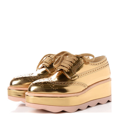 Prada Metallic Calfskin Platform Oxfords Gold 3 of 10