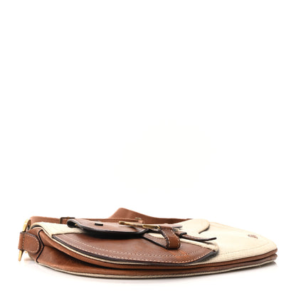 Christian Dior Calfskin Canvas Saddle Bag Beige 4 of 10
