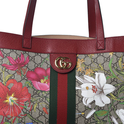 Gucci GG Supreme Monogram Flora Web Large Ophidia Tote Red 9 of 9