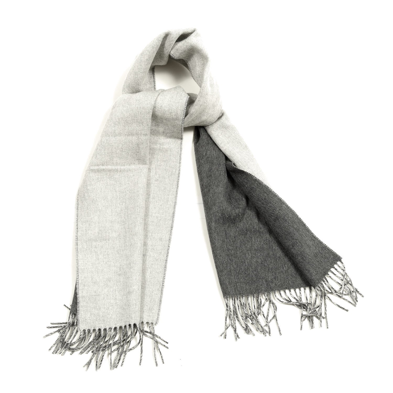 Hermes Cashmere Recto Verso Muffler Gris Clair Chiné Flanelle 1 of 4