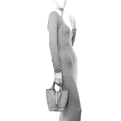 Hermes Taurillon Clemence Picotin Lock 18 PM Bleu Pale 2 of 14