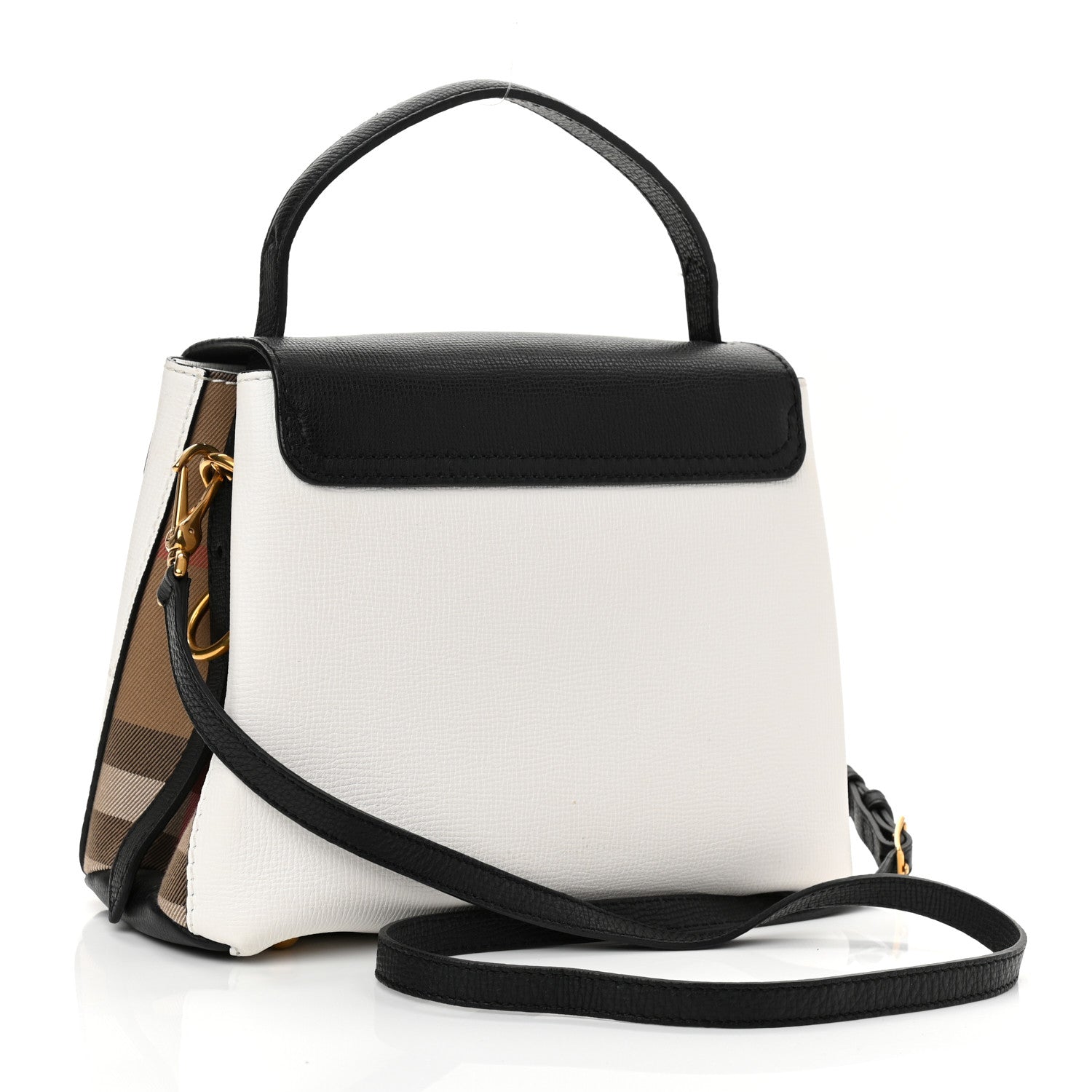 Burberry Derby Calfskin House Check Small Camberley Chalk White Black 2 of 7