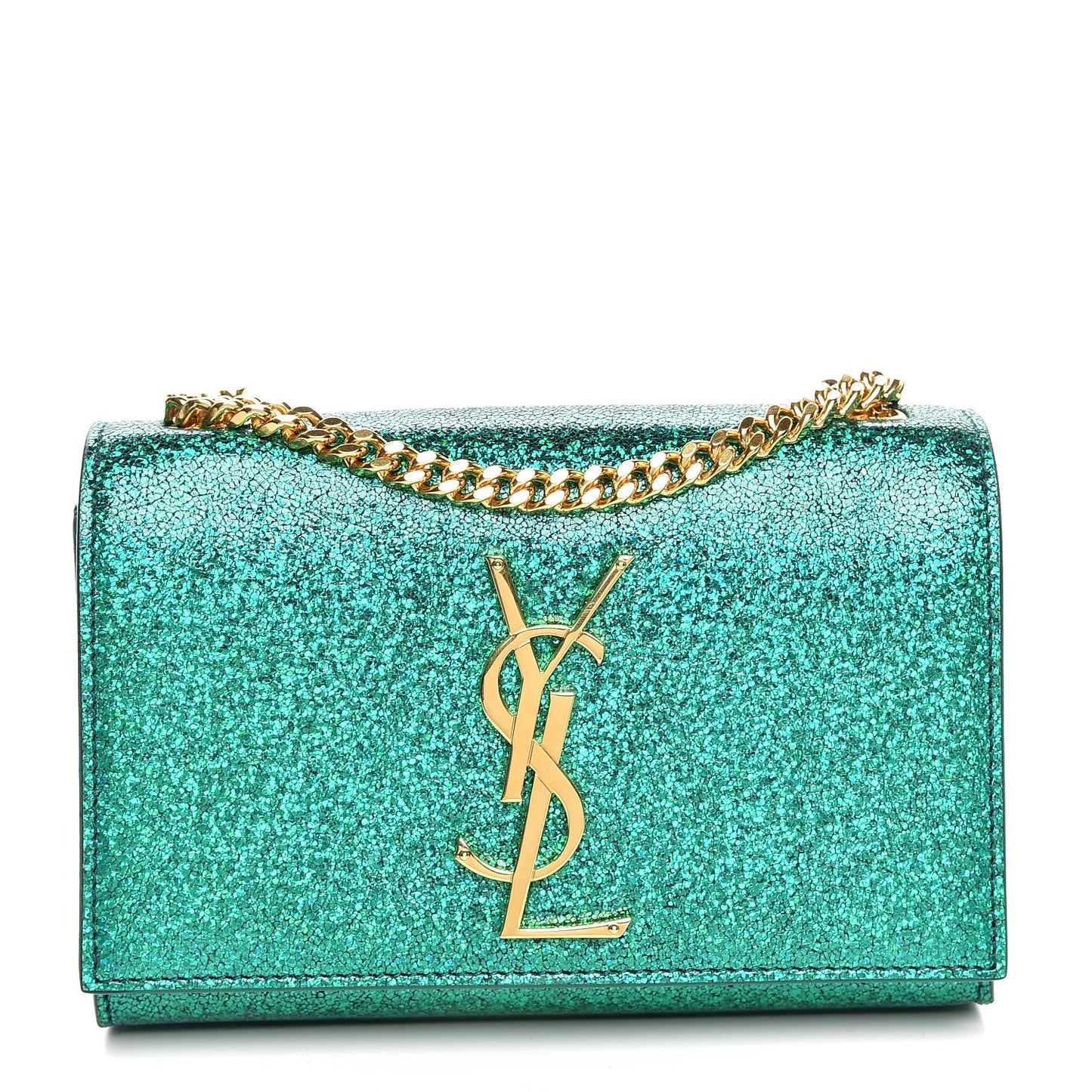 Metallic Calfskin Small Classic Monogram Kate Satchel Green
