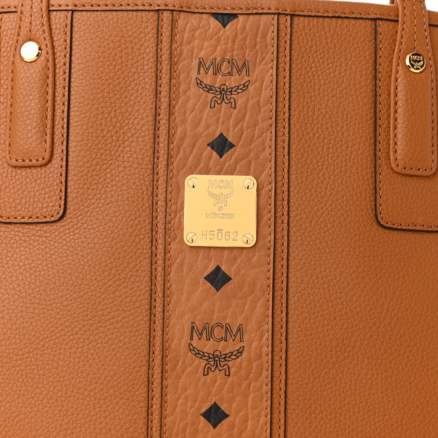 MCM Calfskin Medium Liz Reversible Shopper Tote Cognac 11 of 17