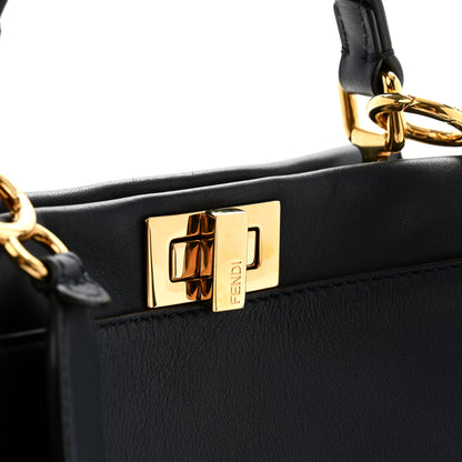 Fendi Vitello Seta Suede FF Mini Peekaboo Iconic Satchel Midnight Miel 13 of 14