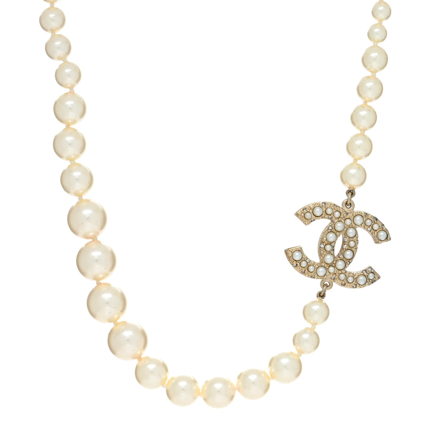 Pearl CC 100th Anniversary Necklace Light Gold