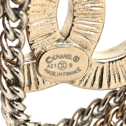 Chanel Crystal Chain CC Earrings Gold 4 of 4
