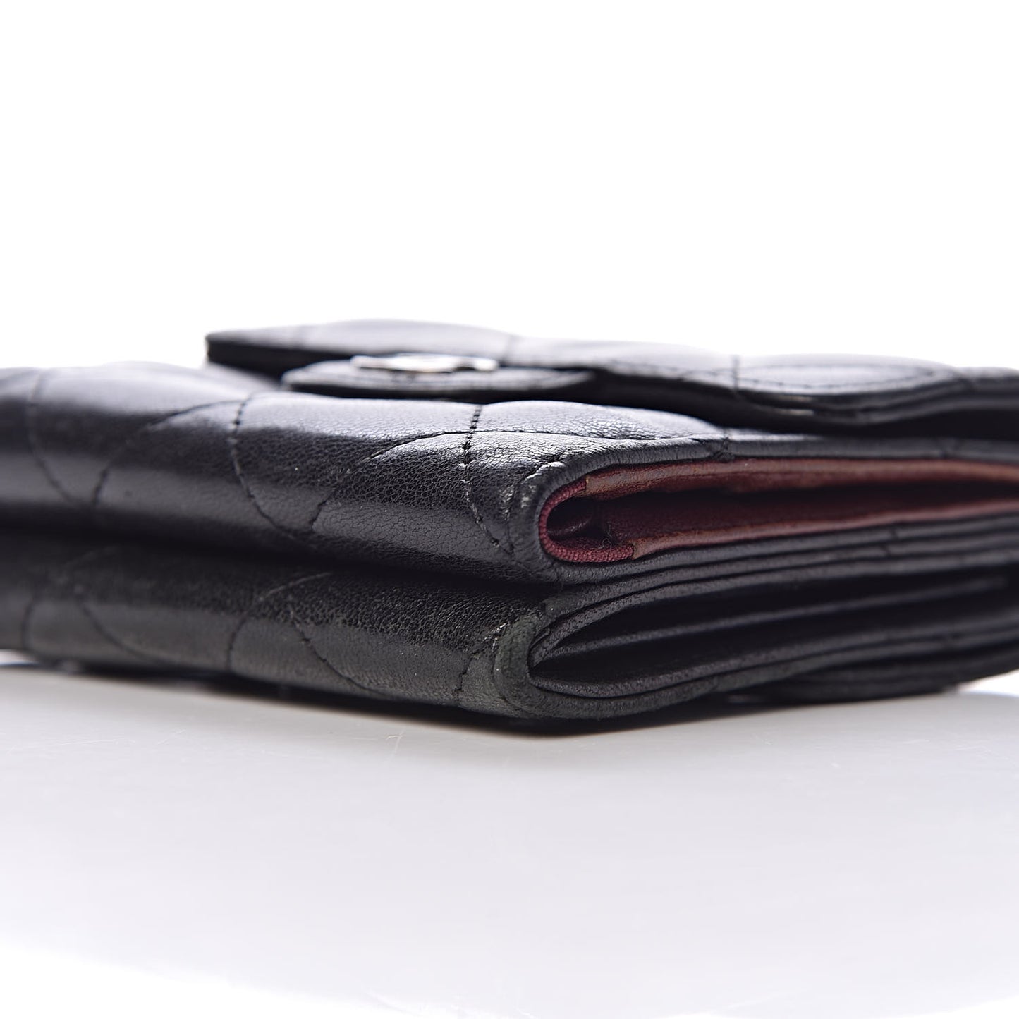 Lambskin Quilted Double Sided Wallet Black
