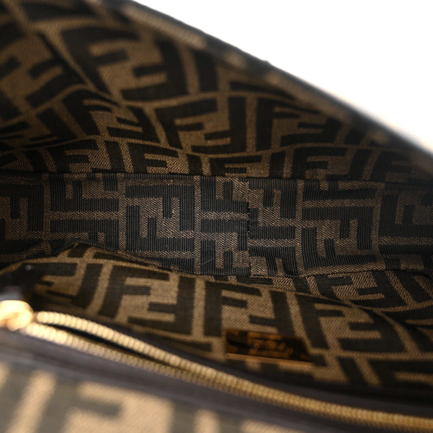 Fendi Fabric Jacquard FF 1974 Medium Baguette Tobacco Moro Black 5 of 11