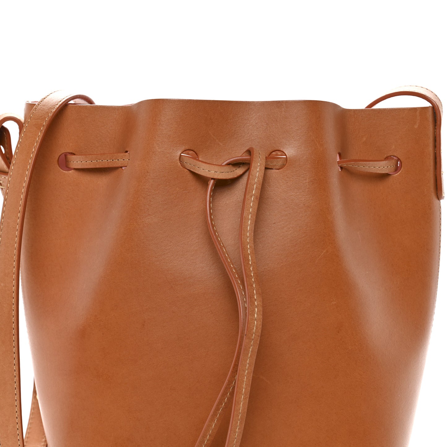 Vegetable Tanned Calfskin Mini Bucket Bag Cammello Rosa