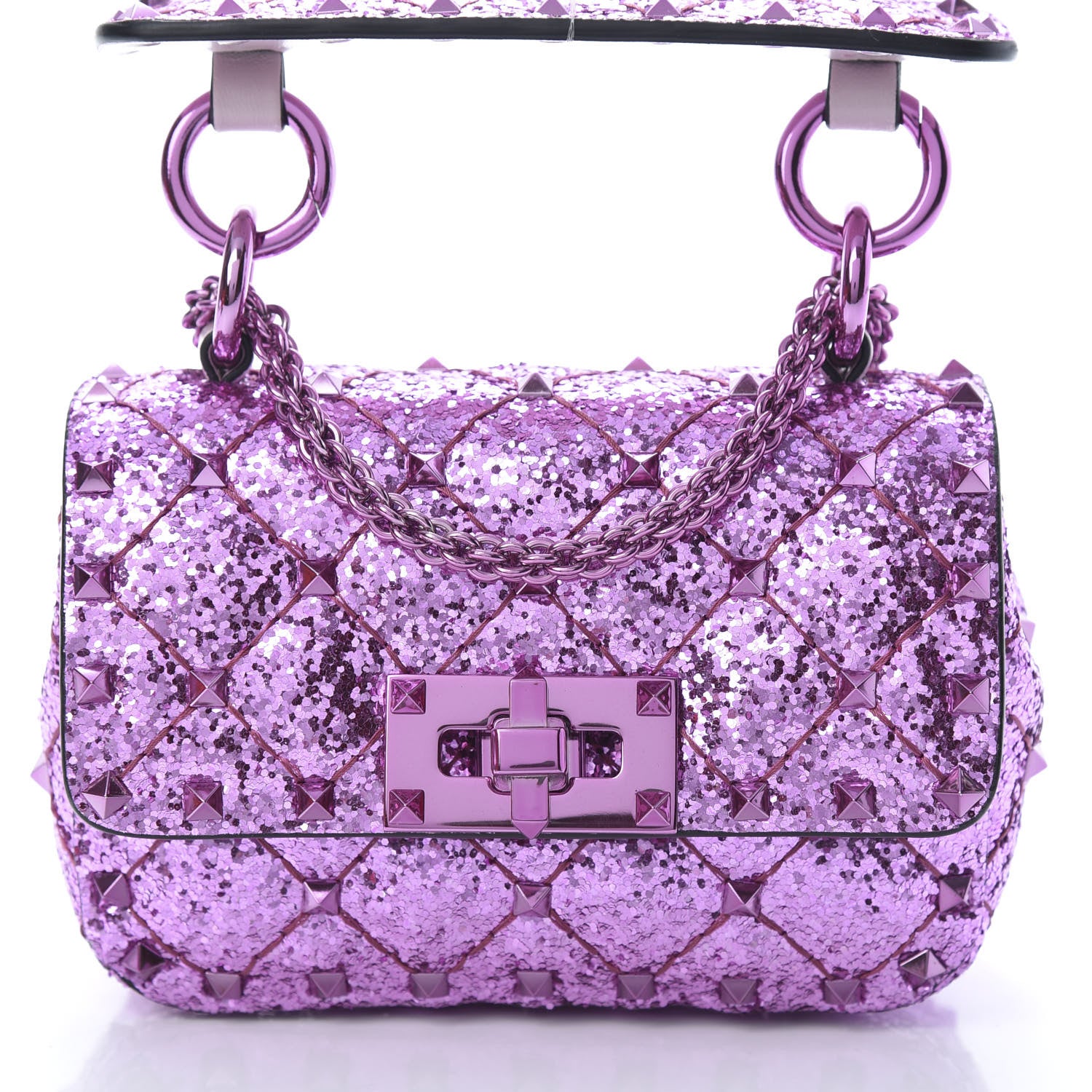 Valentino Garavani Glitter Micro Rockstud Spike Shoulder Bag Water Lilac 7 of 10