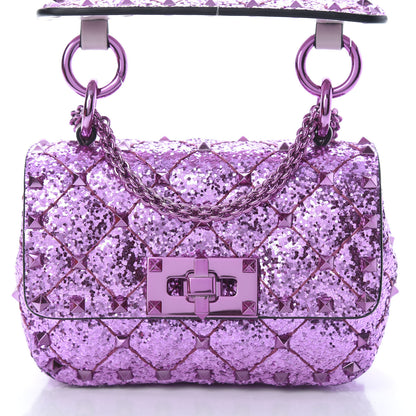 Valentino Garavani Glitter Micro Rockstud Spike Shoulder Bag Water Lilac 7 of 10