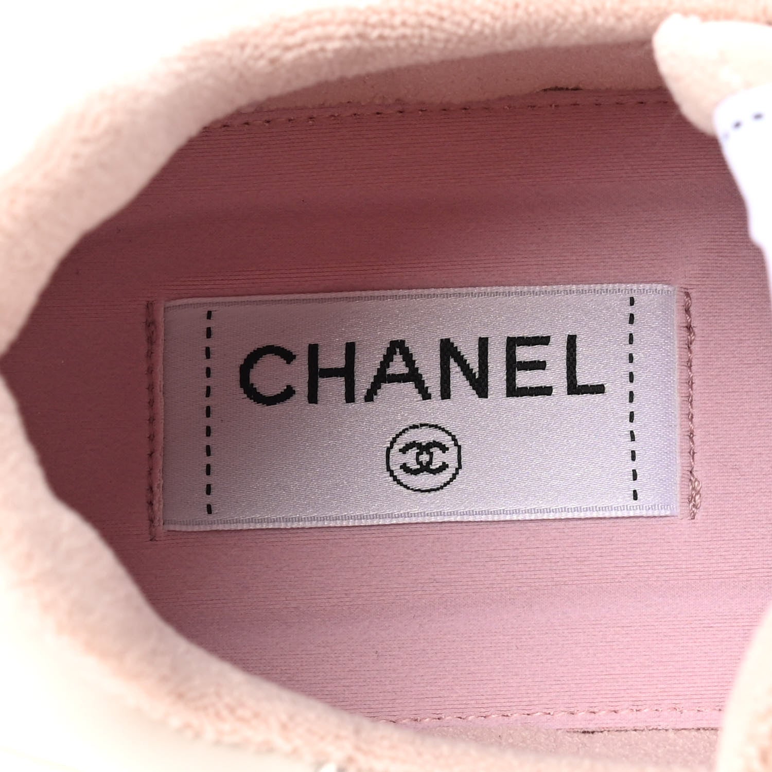 Chanel Grained Calfskin Fabric Womens Logo Sneakers 40 White Light Pink 6 of 8