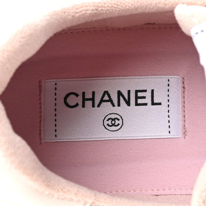 Chanel Grained Calfskin Fabric Womens Logo Sneakers 40 White Light Pink 6 of 8