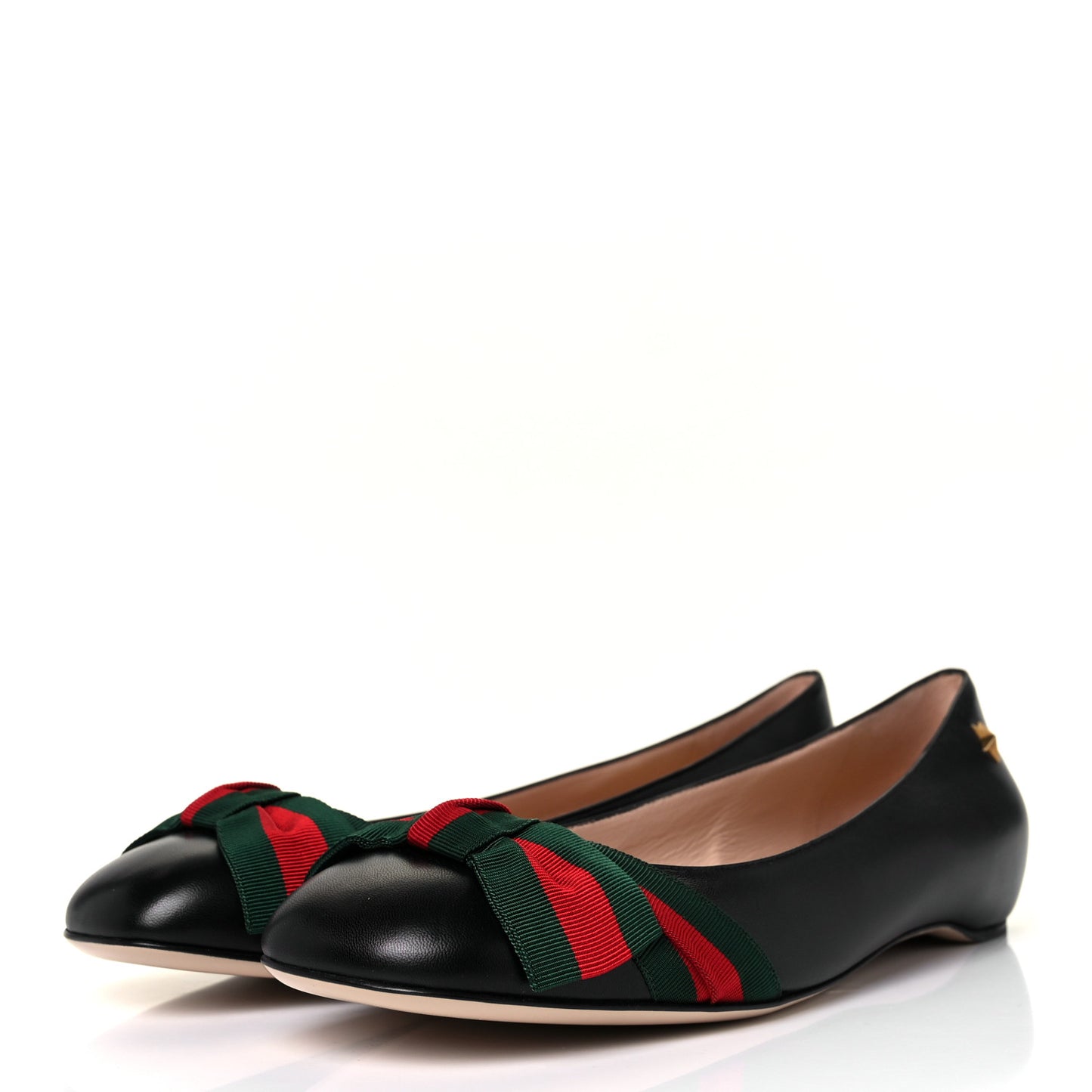 Calfskin Web Ballerina Flat 39 Black