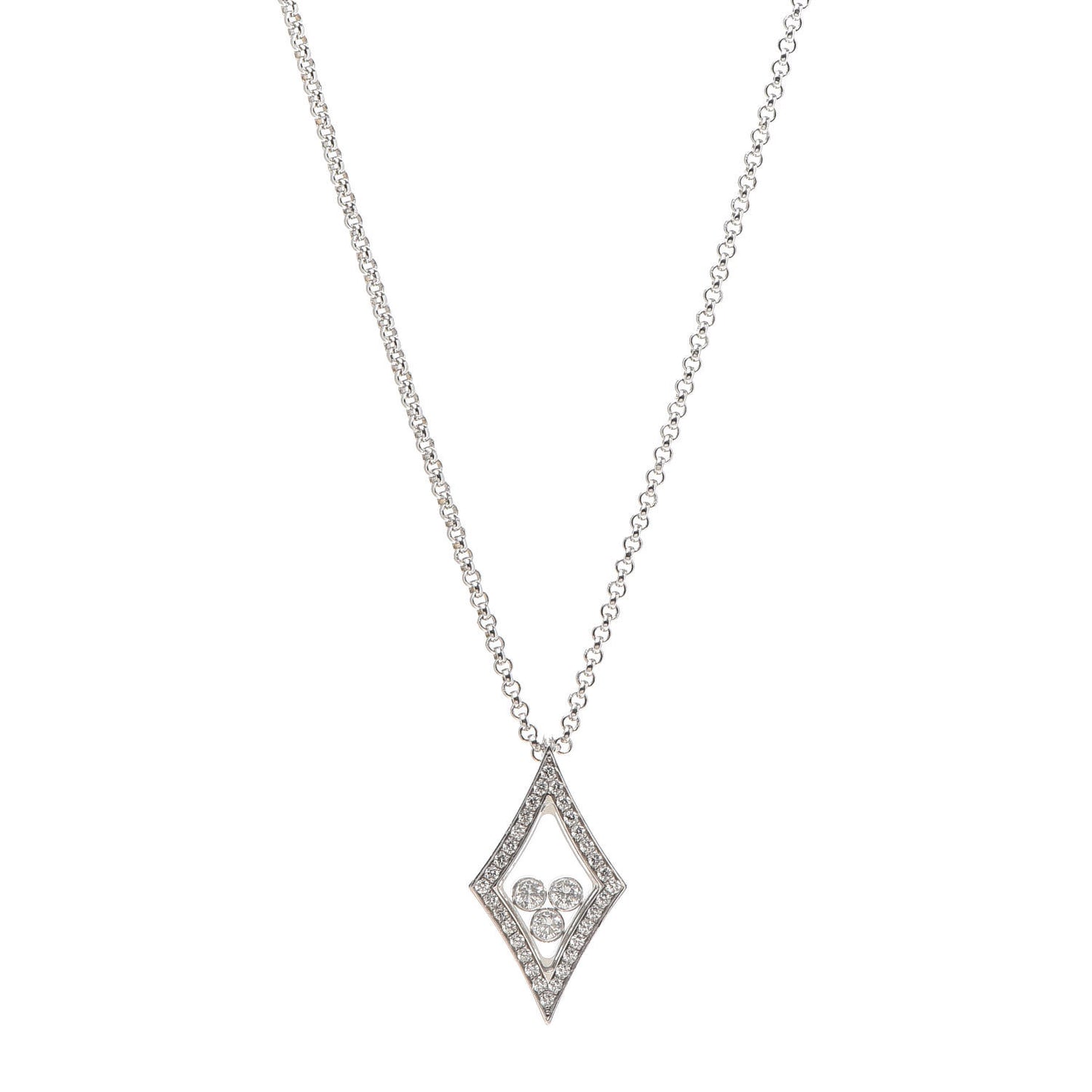 18K White Gold Happy Diamonds 3 Floating Diamonds Pendant Necklace