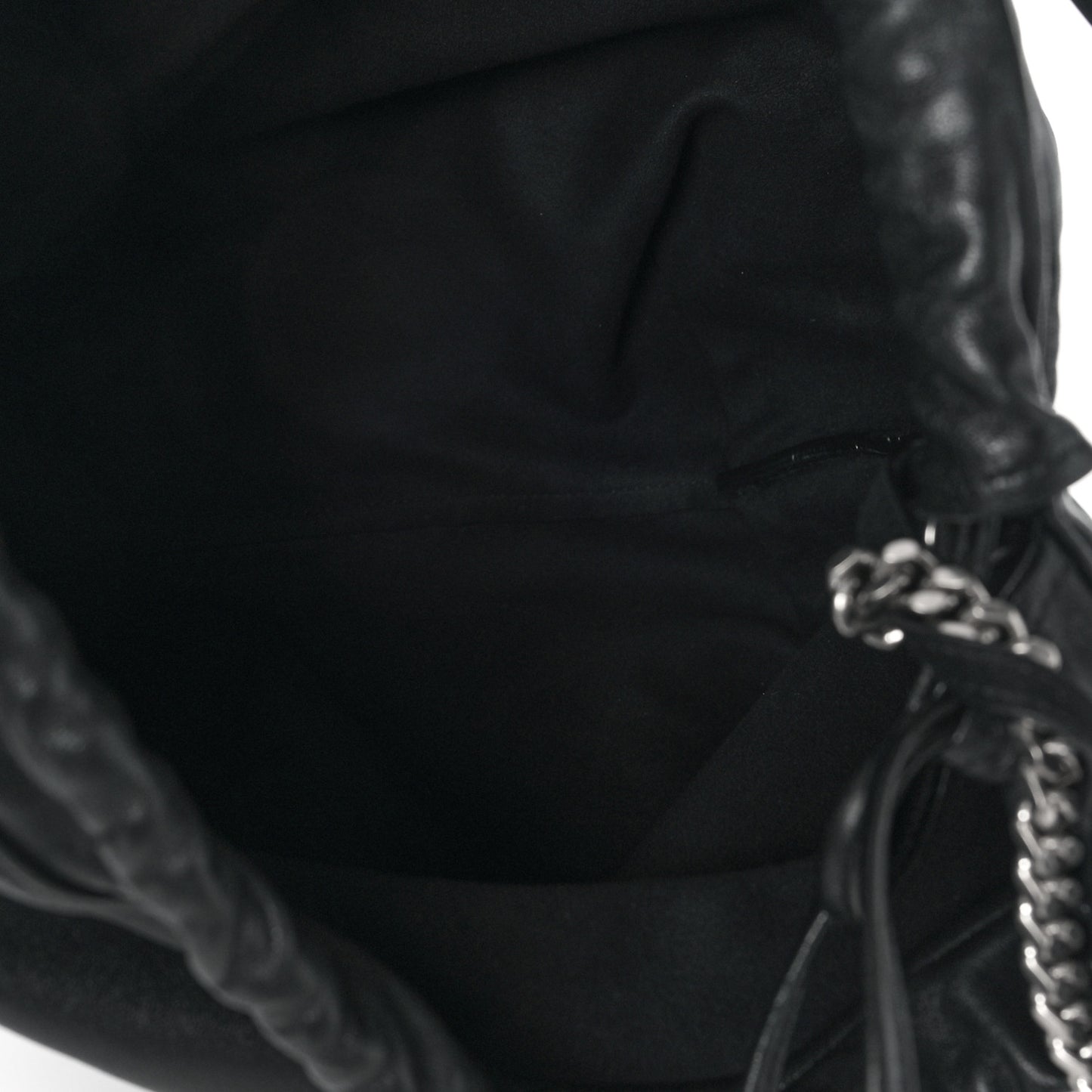 Lambskin Teddy Drawstring Bag Black