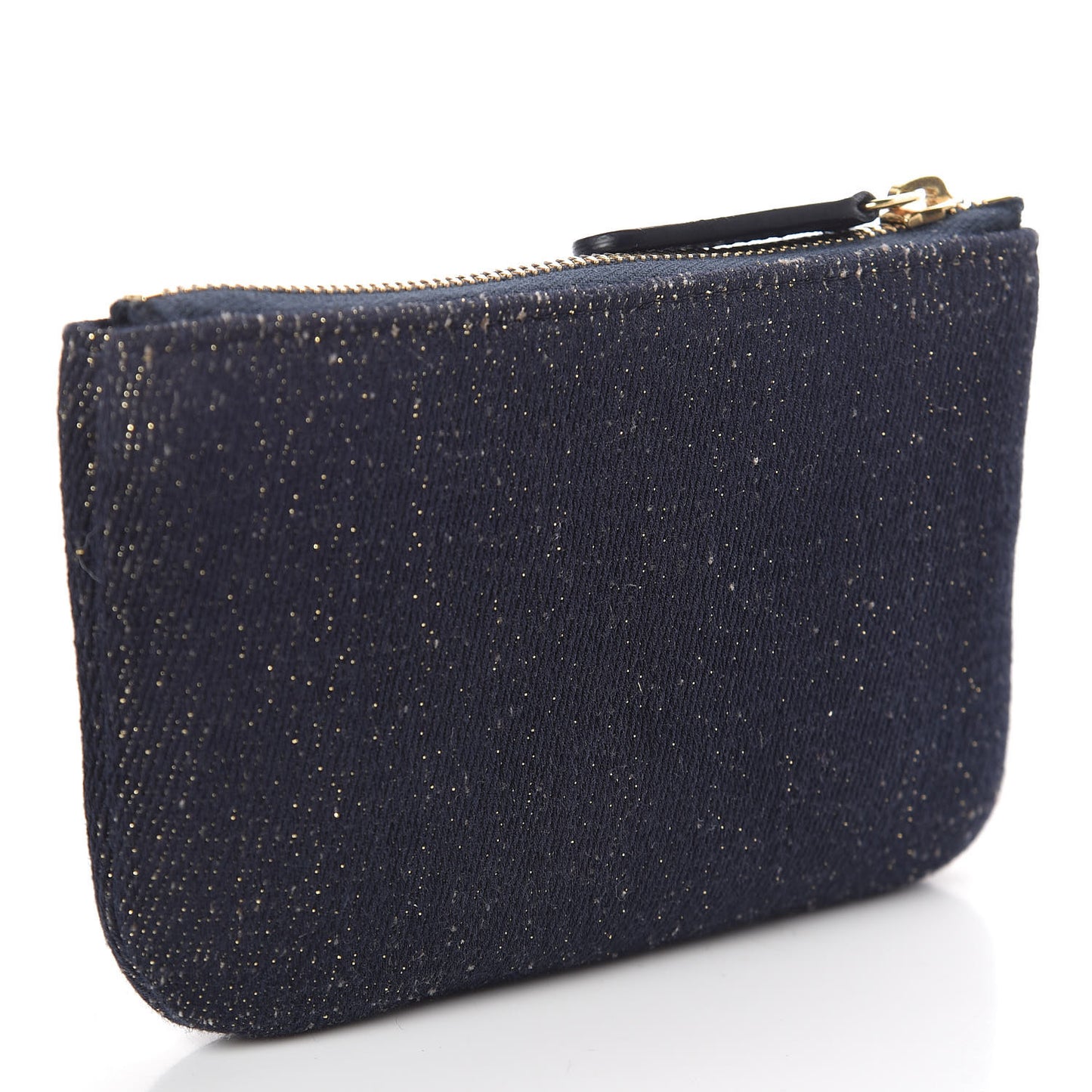 Lurex Canvas Deauville Cosmetic Pouch Navy Blue Gold
