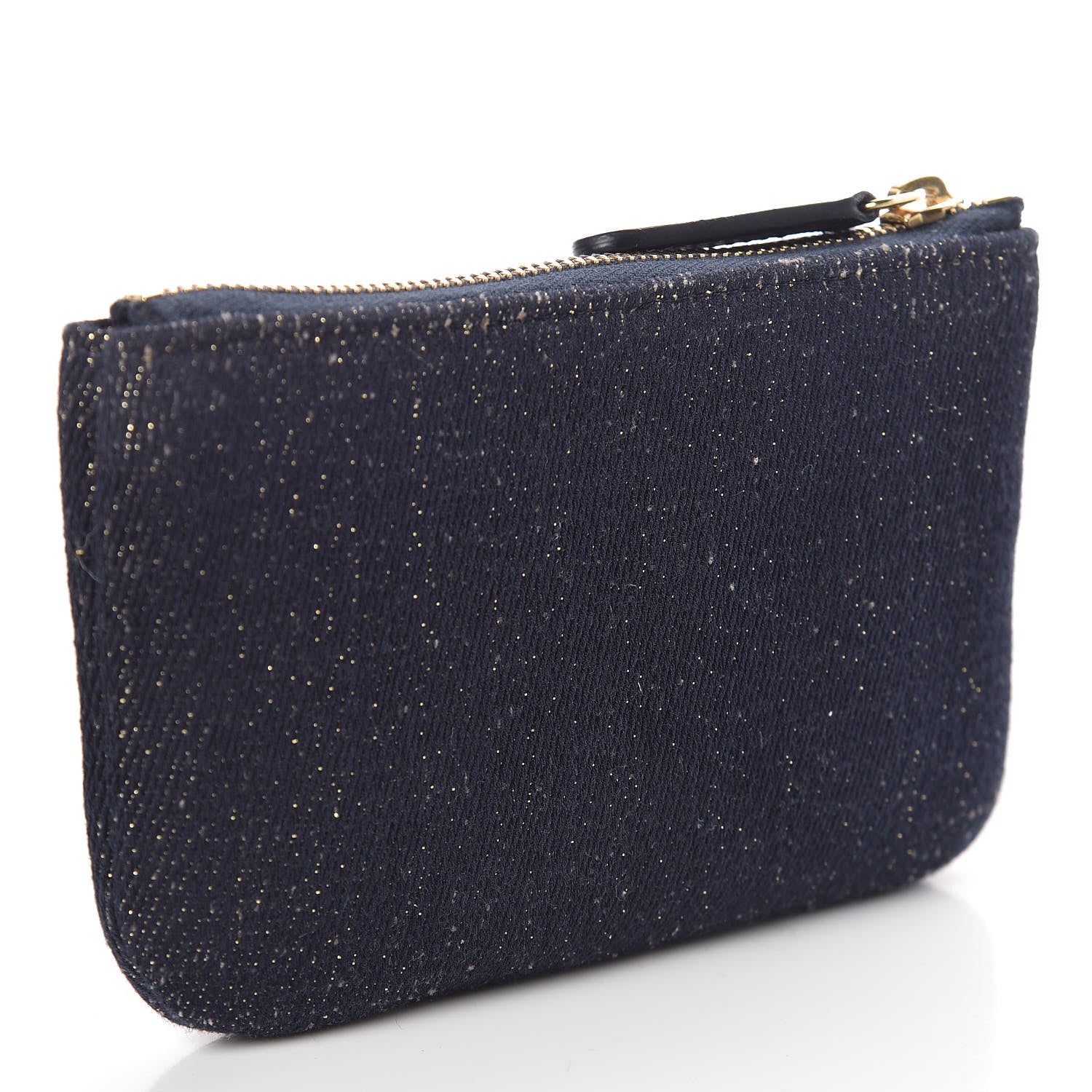 Chanel Lurex Canvas Deauville Cosmetic Pouch Navy Blue Gold 3 of 8