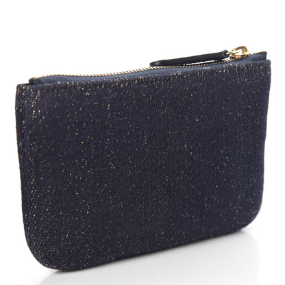 Chanel Lurex Canvas Deauville Cosmetic Pouch Navy Blue Gold 3 of 8