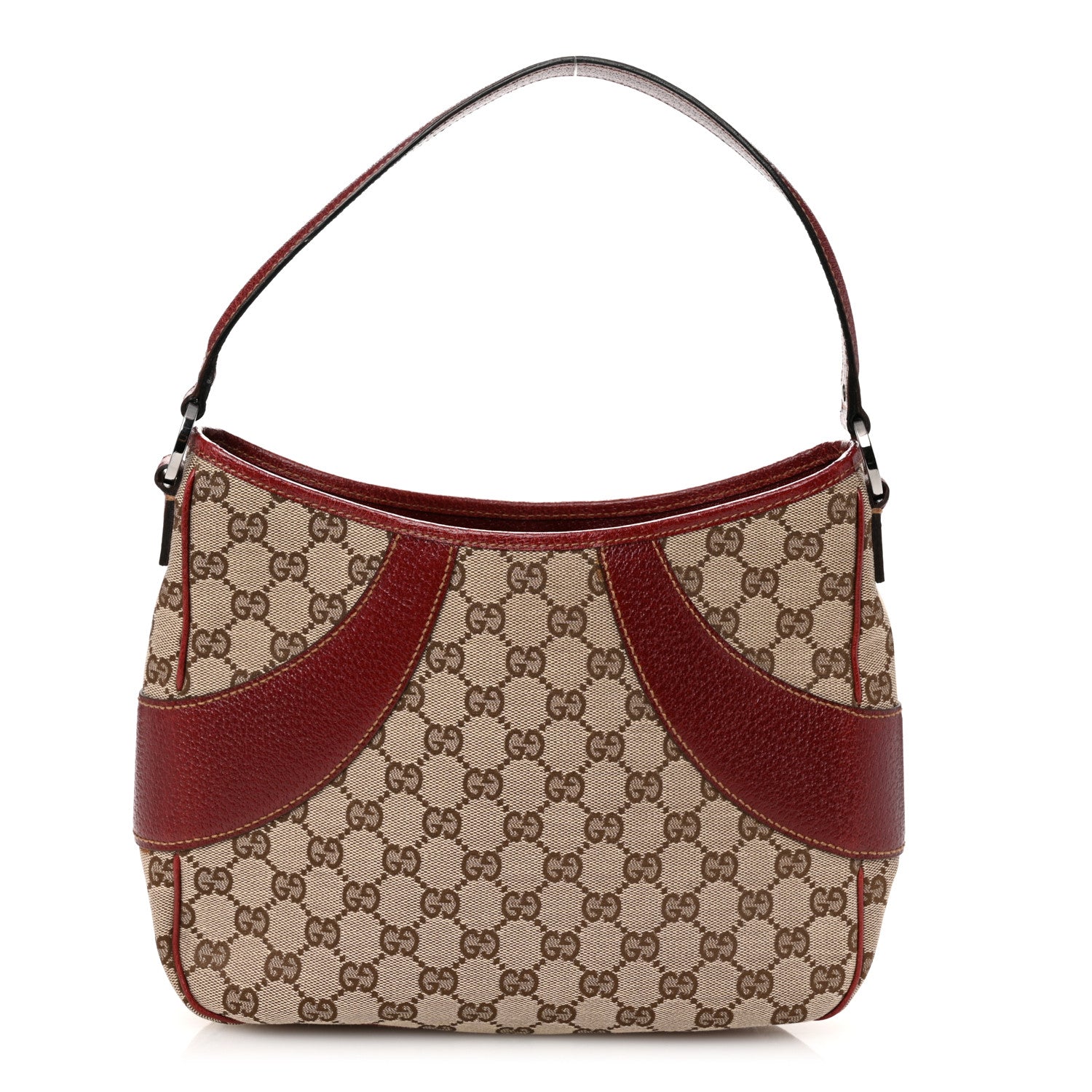 Gucci Monogram Calfskin Shoulder Bag Hobo Red 1 of 9