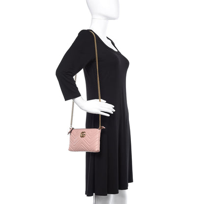 Gucci Calfskin Matelasse Mini GG Marmont Chain Bag Perfect Pink 2 of 10