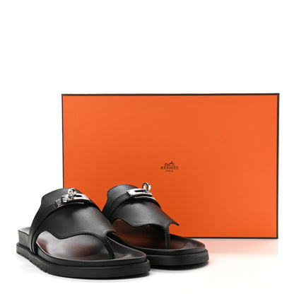 Hermes Calfskin Womens Empire Sandals 37 Black 9 of 9