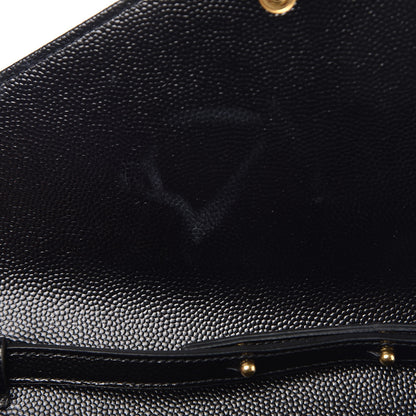 Saint Laurent Grain De Poudre Matelasse Chevron Monogram Chain Wallet Black 7 of 8