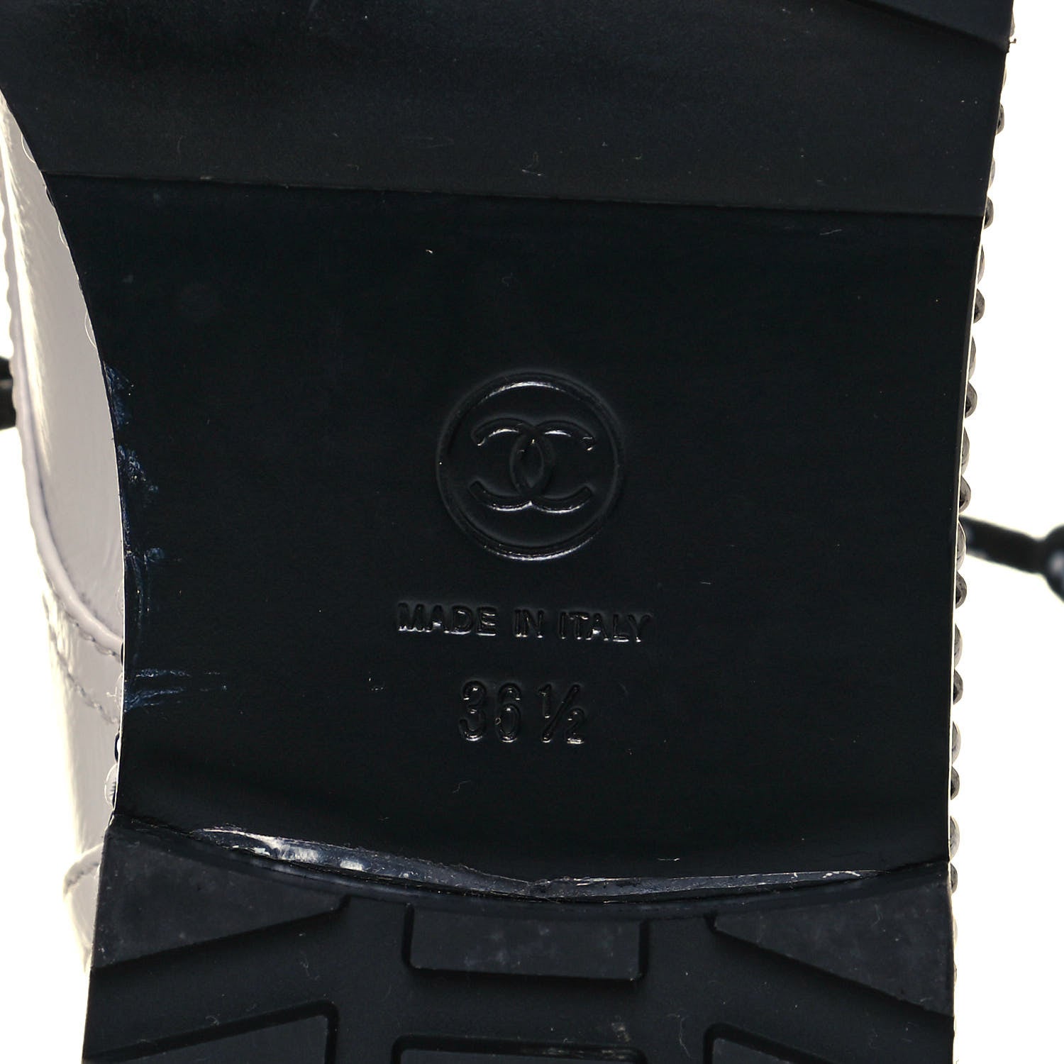 Chanel Crackled Calfskin Pearl Chain CC Combat Short Boots 36.5 White 6 of 9