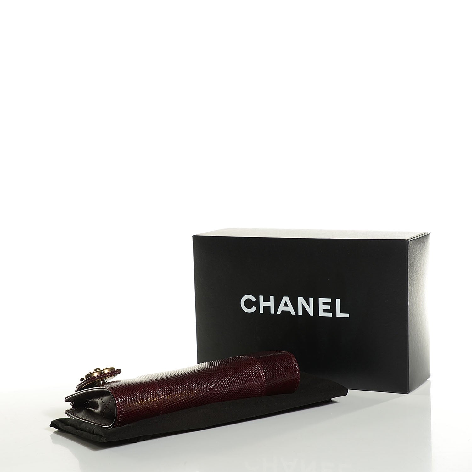 Chanel Lizard Boy Clutch Burgundy 4 of 8