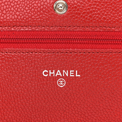 Chanel Caviar Quilted Wallet on Chain WOC Red 6 of 14