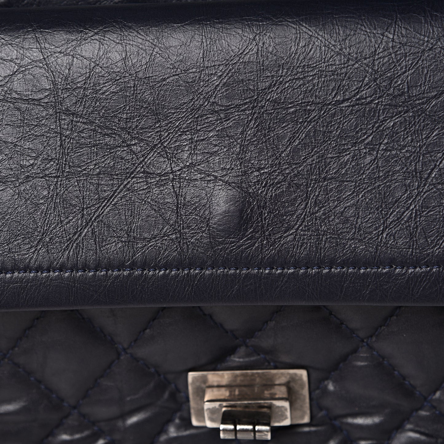 Aged Calfskin Quilted 2.55 Reissue 225 Flap Navy Blue
