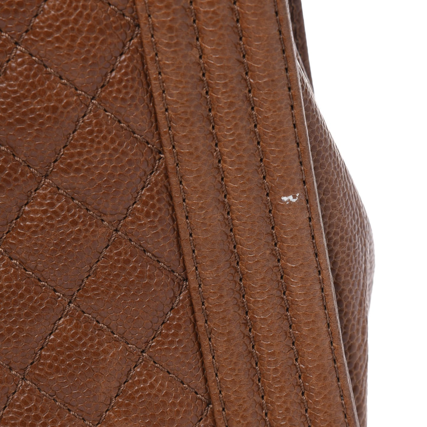 Caviar Quilted Large Boy Flap Light Brown