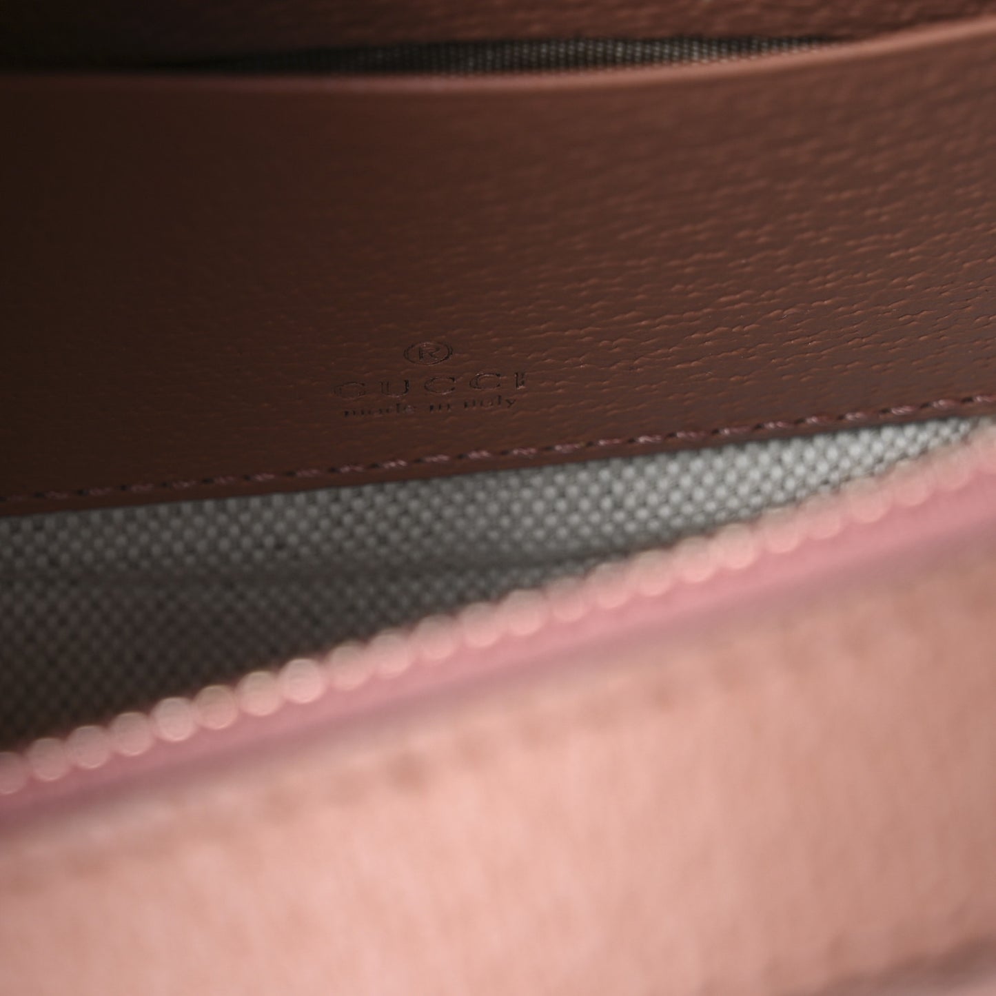 GG Supreme Monogram Textured Calfskin Web Mini Ophidia Half Moon Hobo Rose Pink