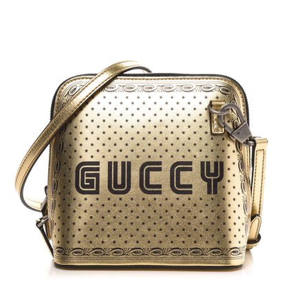 Gucci X SEGA Calfskin GUCCY Stars Mini Dome Shoulder Bag Gold 1 of 9