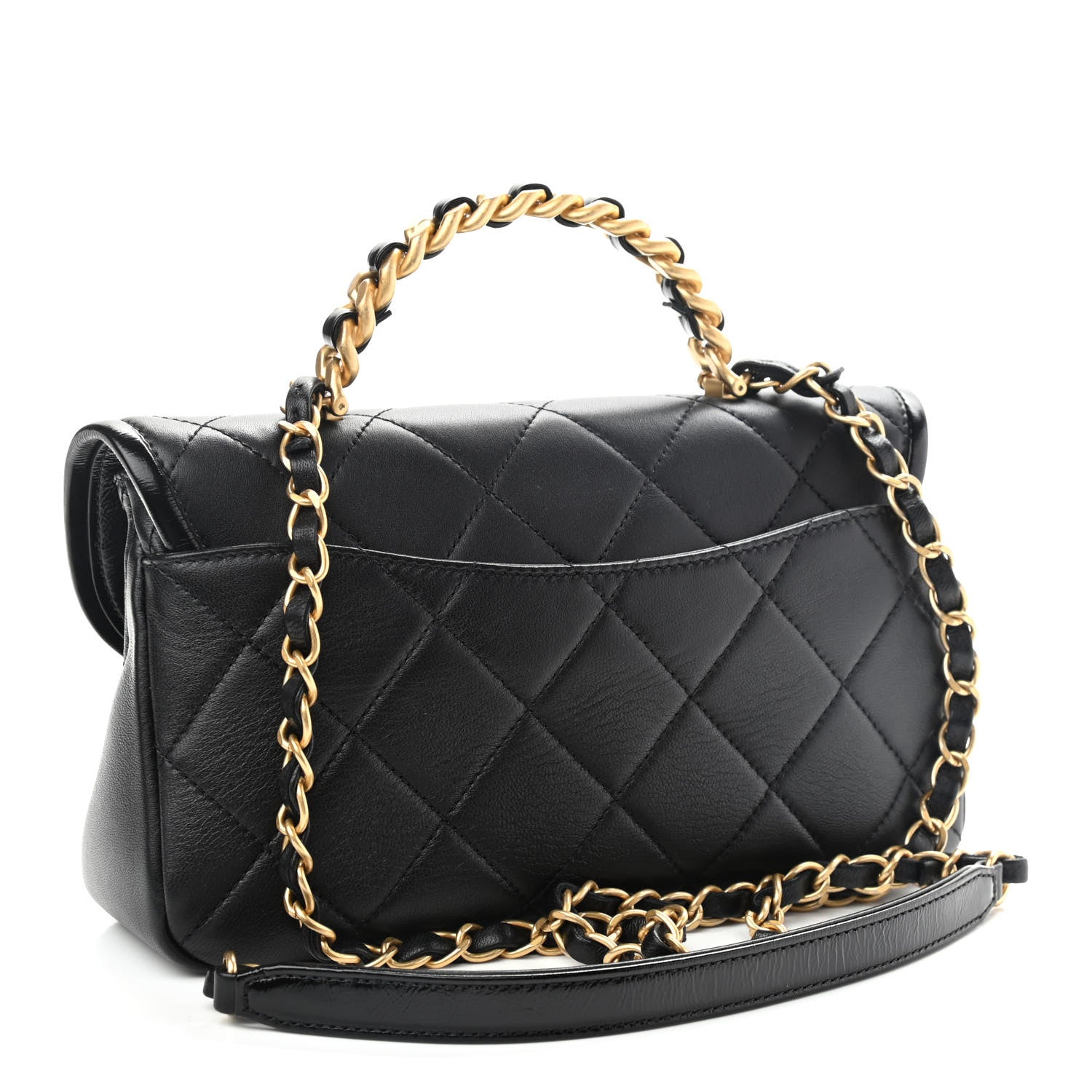 Chanel Lambskin Quilted Small La Parisienne Top Handle Flap Black 3 of 9
