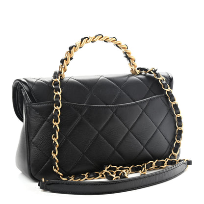Chanel Lambskin Quilted Small La Parisienne Top Handle Flap Black 3 of 9